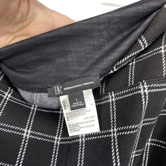 INC International Concepts Pull-On Ponte Pants Black Windowpane size Large - Picture 5 of 10